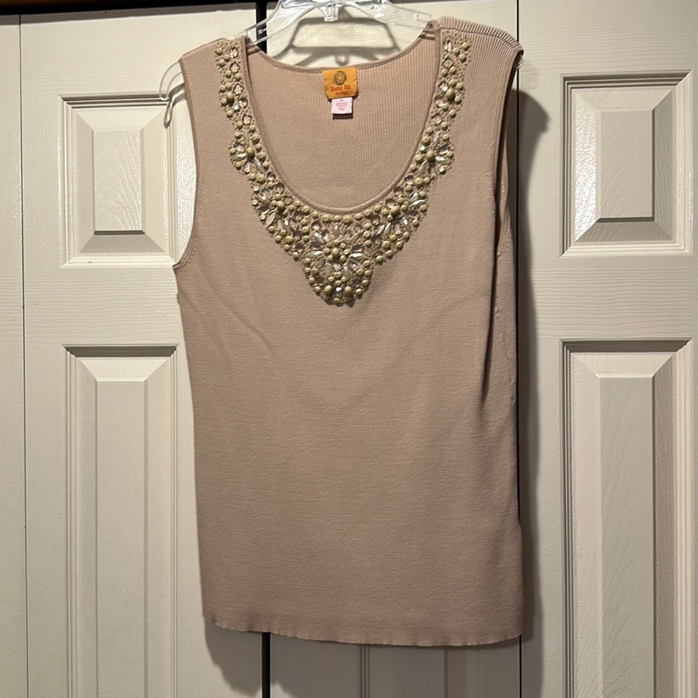 Ruby Rd women’s plus size sleeveless sweater tank with beading